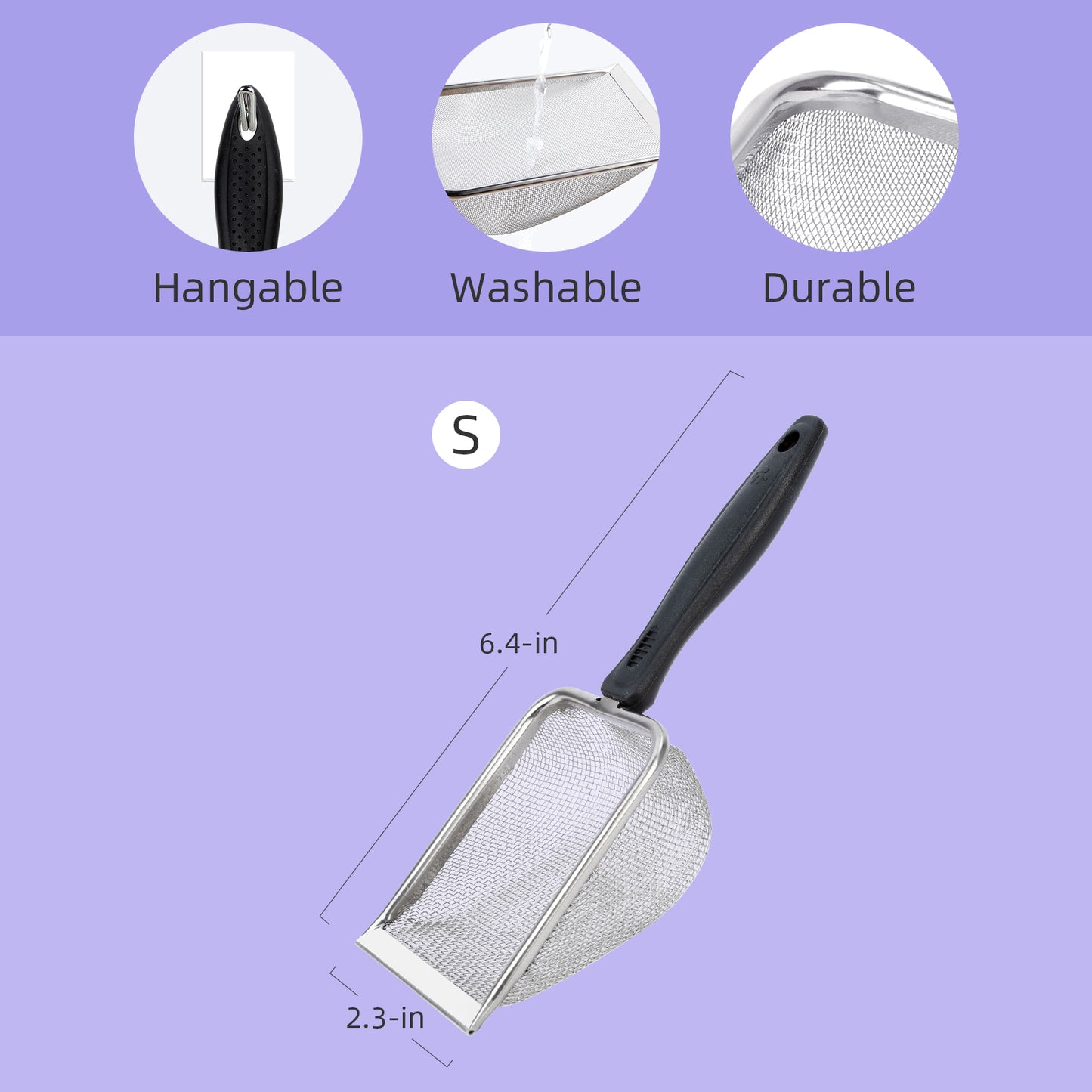 Niteangel Hamster Bath Sand Scoop - Stainless Steel Sand Substrate Scoop with Fine Mesh Mesh Sieve, Suitable for Small Animals Sand Bath Box