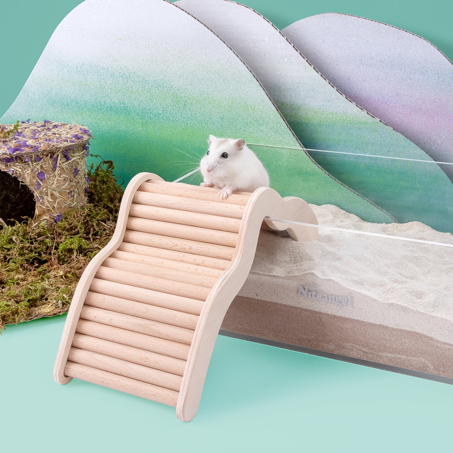 Niteangel Hamster Climbing Toy Wooden Ladder Bridge for Hamsters Gerbils Mice and Small Animals