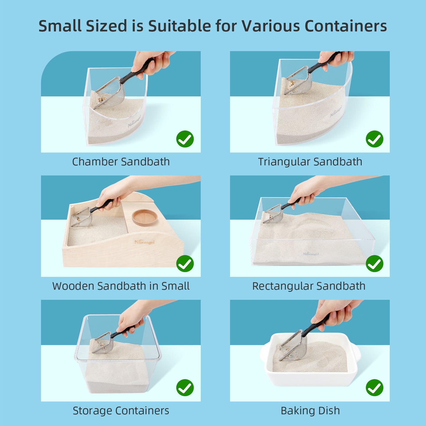 Niteangel Hamster Bath Sand Scoop - Stainless Steel Sand Substrate Scoop with Fine Mesh Mesh Sieve, Suitable for Small Animals Sand Bath Box