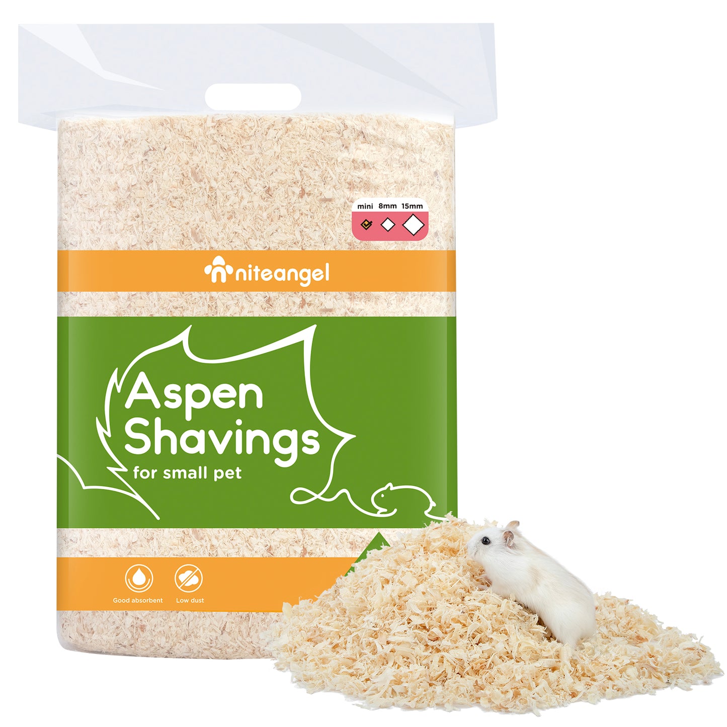 Niteangel Aspen Shaving Hamster Beddings for Syrian Dwarf Hamster Gerbil Mice Degu Rat Rabbit Bunny Guinea Pig Chinchilla Hedgehog or Other Small Pets