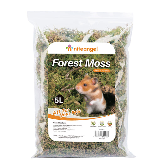 Niteangel 5L Forest Moss Soft Natural Moss Bedding Nesting for Dwarf Syrian Hamsters, Gerbils, mices, Degus or Other Small Animal