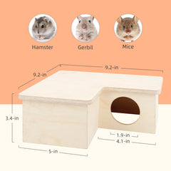 Niteangel Large Wooden Multi-Chamber Hideout for Dwarf and Syrian Hamsters