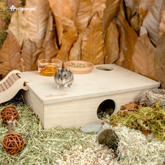 Niteangel Large Wooden Multi-Chamber Hideout for Dwarf and Syrian Hamsters