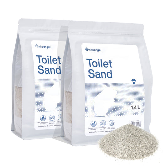 Niteangel Trainingsstreu-Sand - Hamster-Sandbad für syrische Zwerghamster, Rennmäuse, Lemminge, Degus oder andere Kleintiere (1,4 l x 2 - Lila Etikett)