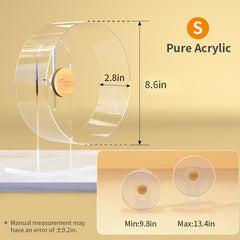 Niteangel Silent Hamster Exercise Wheel: Dual-Bearing Quiet Spinning Acrylic Hamster Running Wheel for Dwarf Hamster Gerbils Mice Degus Or Other Small Animals