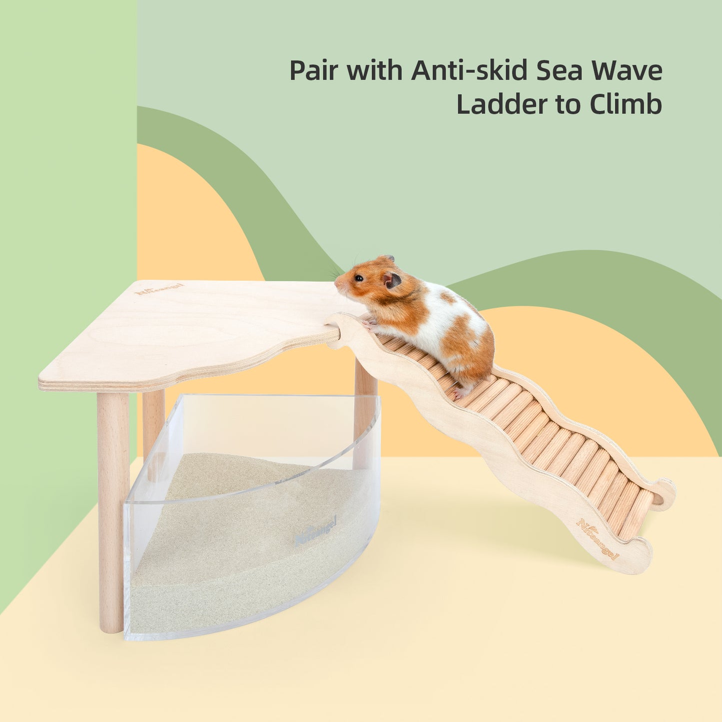 Niteangel Hamster Play Wooden Platform for Dwarf Syrian Hamsters Gerbils Mice Degus or Other Small Pets