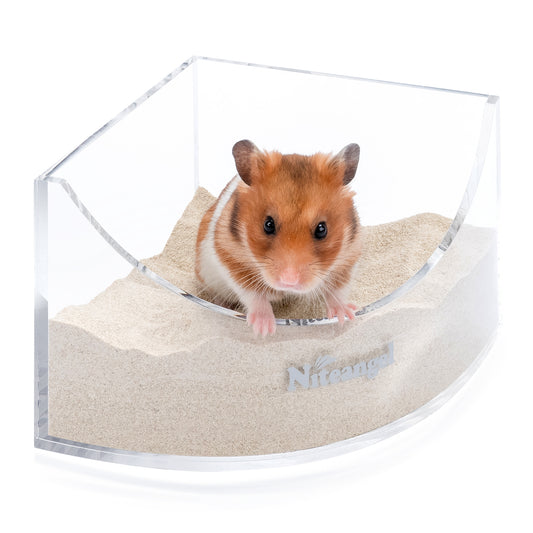 Niteangel Sandbadebox für Kleintiere - Acryl-Sandbadewanne, Duschraum und Buddelsandbehälter für Hamster, Mäuse, Lemminge, Rennmäuse oder andere Kleintiere (fächerförmig, transparent)