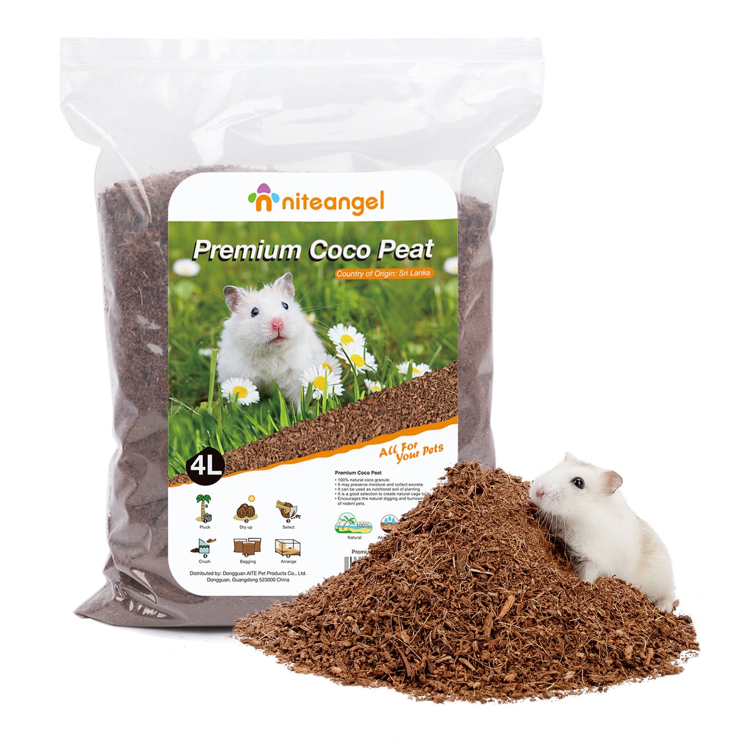 Niteangel Natural Coco/Cork Hamster Bedding Pet Litter for Dwarf Syrian Hamsters, Gerbils, mices, Degus or Other Small Animal