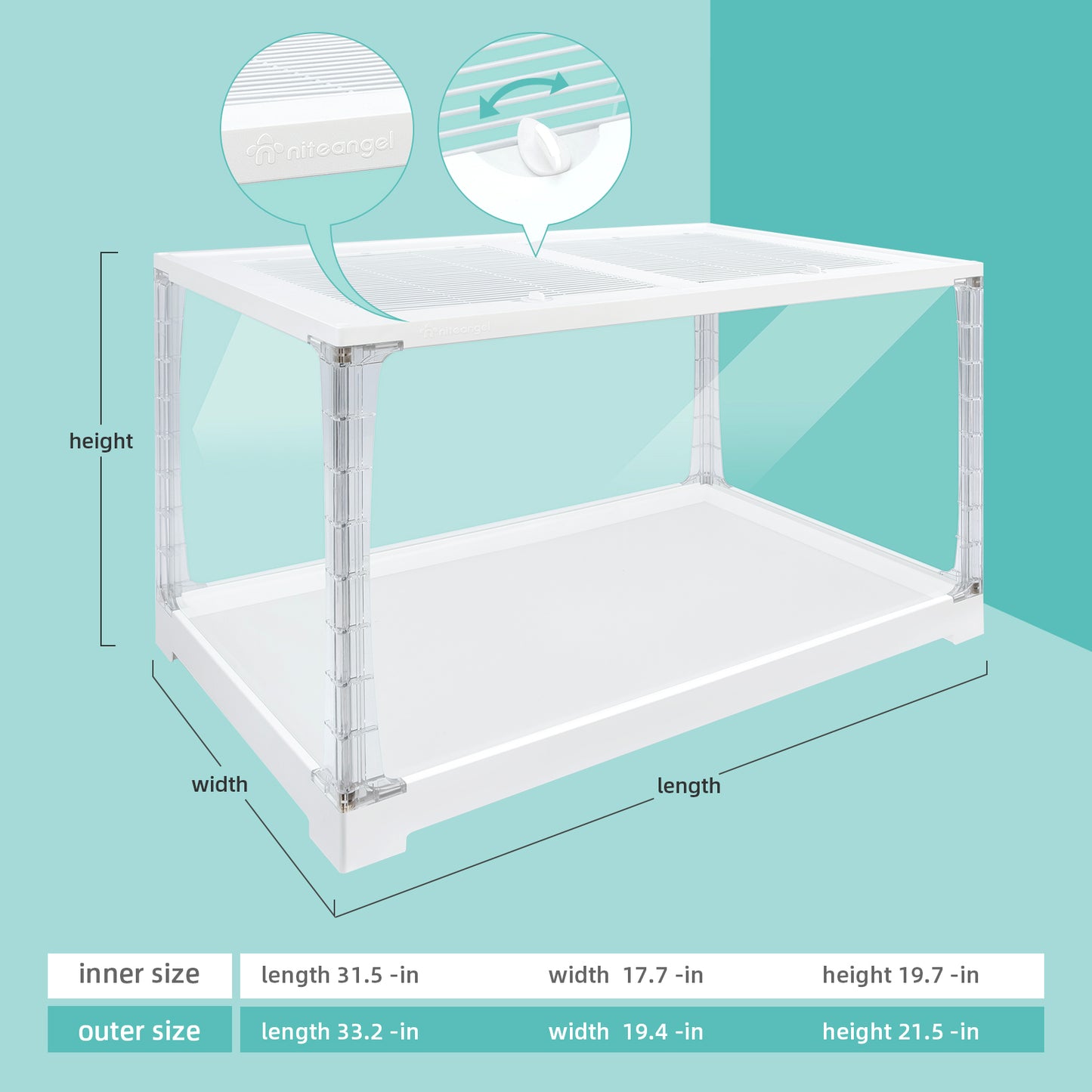 Niteangel Stacker Series Hamster Cage - Stackable & Large Glass Enclosure for Hamster Gerbils Mice Lemming Degus or Other Small-Sized Pets