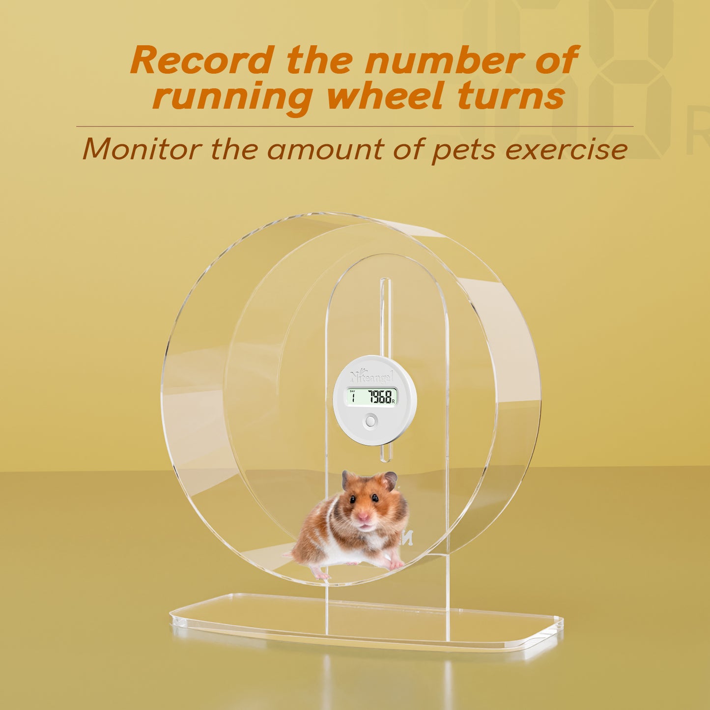 Niteangel Accurately Hamster Wheel Pedometer- Small Animal Step Counter for Niteangel Super-Silent Hamster Wheel | Acrylic Wheel | Wooden Wheel | Cloud Series Hamster Wheel