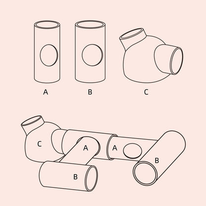 Niteangel Ceramic Hamster Tunnel & Tubes Hideout: for Dwarf Robo Syrian Hamsters Mice Rats or Other Small Animals