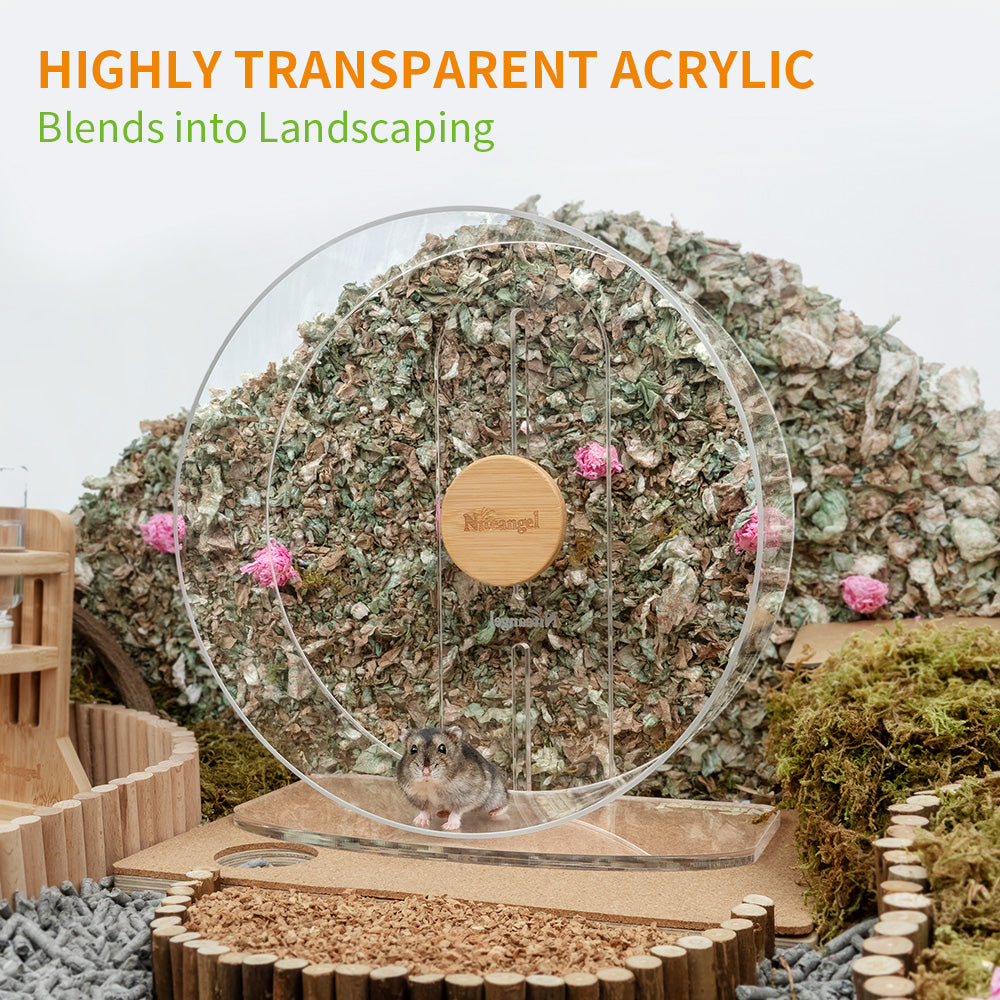 Niteangel Silent Hamster Exercise Wheel: Dual-Bearing Quiet Spinning Acrylic Hamster Running Wheel for Dwarf Hamster Gerbils Mice Degus Or Other Small Animals