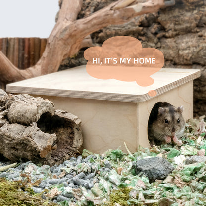 Niteangel Wooden 2-Chamber Hideout for Dwarf and Syrian Hamsters