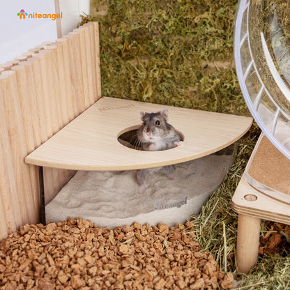 Niteangel Animal Sand-Bath Box: - Acrylic Critter's Sand Bath Shower Room & Digging Sand Container for Hamsters Mice Lemming Gerbils or Other Small Pets