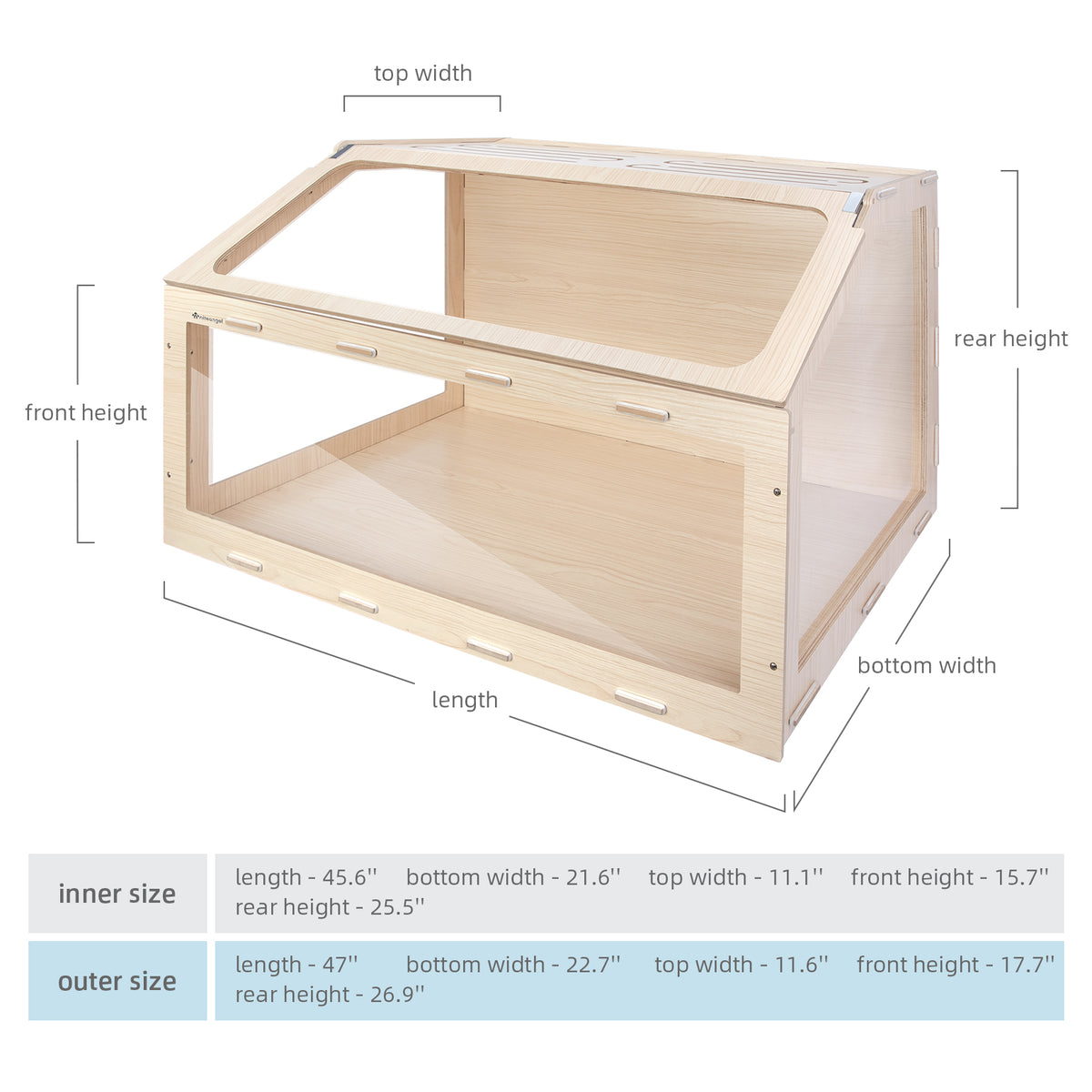 Niteangel Vista Hamster Cage W/Oblique Opening Cage Door - MDF Aspen Small Animal Cage for Syrian Hamsters Degus or Other Similar-Sized Pets