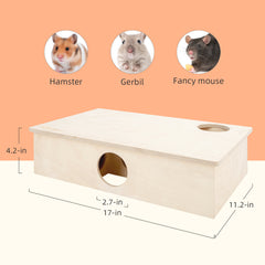 Niteangel Large Wooden Multi-Chamber Hideout for Dwarf and Syrian Hamsters