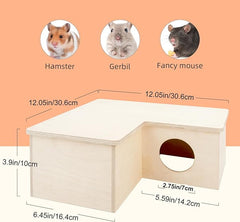 Niteangel Large Wooden Multi-Chamber Hideout for Dwarf and Syrian Hamsters