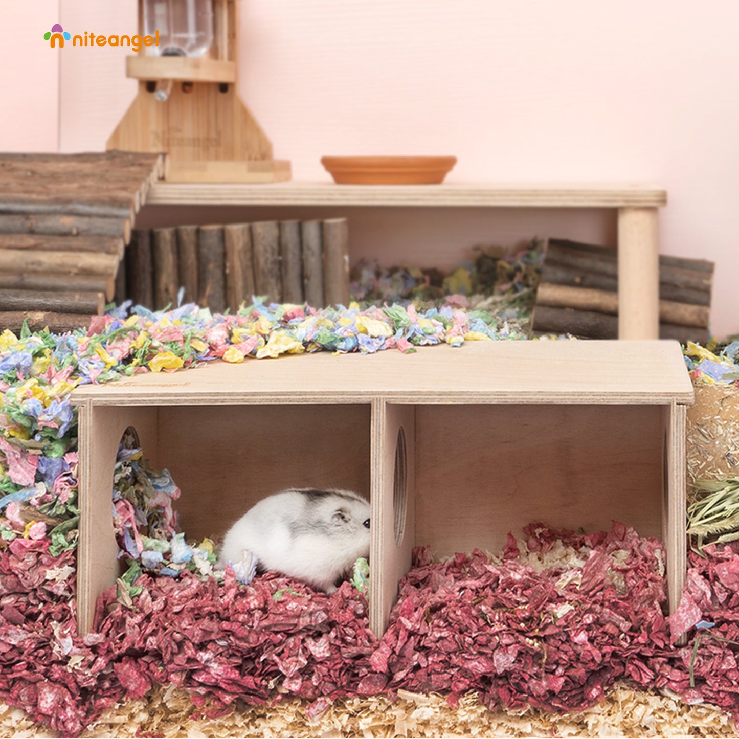 Niteangel Hamster Secret Peep Shed 2-Kammer-Versteck und Tunnel-Erkundungsspielzeug