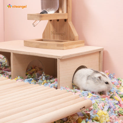 Niteangel Hamster Secret Peep Shed Cachette et jouets d'exploration de tunnel à 2 chambres