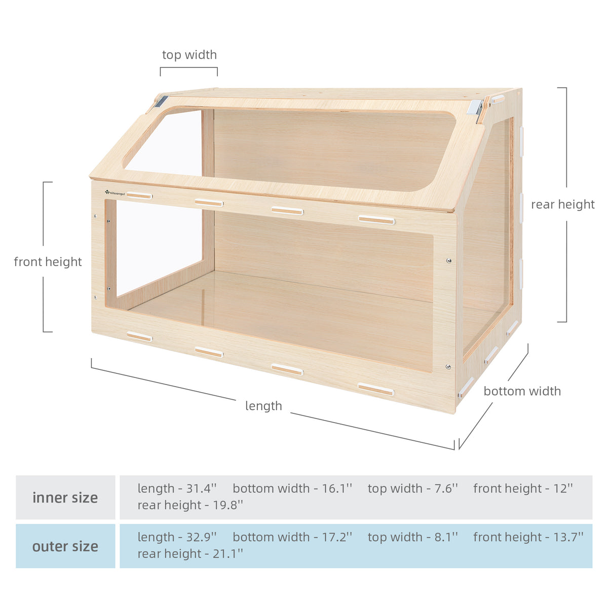 Niteangel Vista Hamster Cage W/Oblique Opening Cage Door - MDF Aspen Small Animal Cage for Syrian Hamsters Degus or Other Similar-Sized Pets