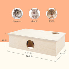 Niteangel Large Wooden Multi-Chamber Hideout for Dwarf and Syrian Hamsters