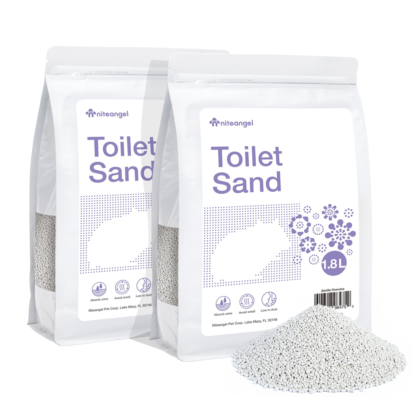 Niteangel Training Litter Potty Sand - Hamster Sand Bath for Syrian Dwarf Hamsters Gerbil Lemming Degus or Other Small Pets (1.4 L x 2 - Purple Label)