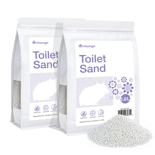 Niteangel Trainingsstreu-Sand - Hamster-Sandbad für syrische Zwerghamster, Rennmäuse, Lemminge, Degus oder andere Kleintiere (1,4 l x 2 - Lila Etikett) 