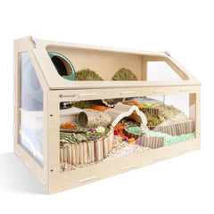 Niteangel Vista Hamster Cage W/Oblique Opening Cage Door - MDF Aspen Small Animal Cage for Syrian Hamsters Degus or Other Similar-Sized Pets